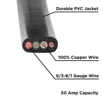 50' Generator Cord: 50A 120/240V 14-50P to 14-50R