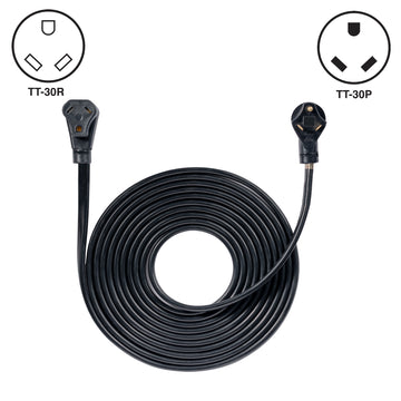 25' Generator Cord: 30A 120V TT-30P to TT-30R