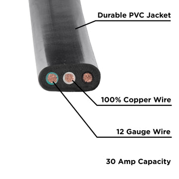 25' Generator Cord: 30A 120V TT-30P to TT-30R