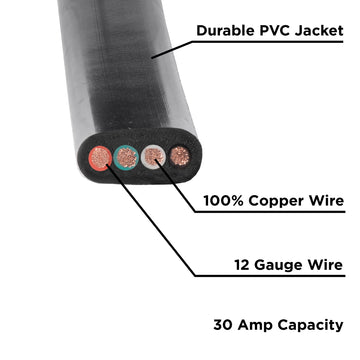 25' Generator Cord: 30A 120V L14-30P to (4x) 5-20R