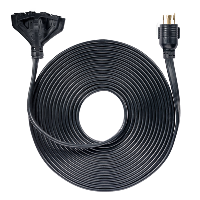 50' Generator Cord: 30A 120V L14-30P to (4x) 5-20R