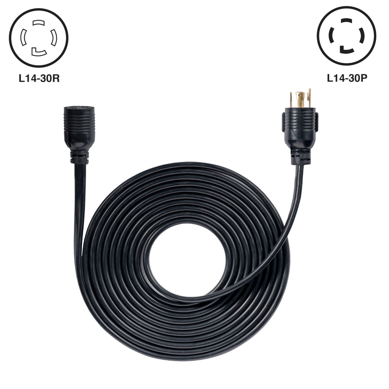 25' Generator Cord: 30A 120V L14-30P to L14-30R