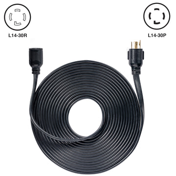 50' Generator Cord: 30A 120V L14-30P to L14-30R